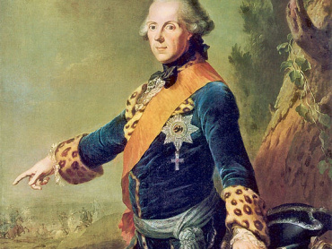 Johann Heinrich Tischbein st. (1722–1786): Princ Heinrich Pruský, olejomalba z roku 1769. Obrazová galerie v Berlíně.